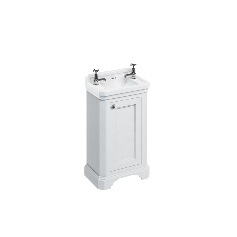 Cloakroom basin unit with door - Matt White